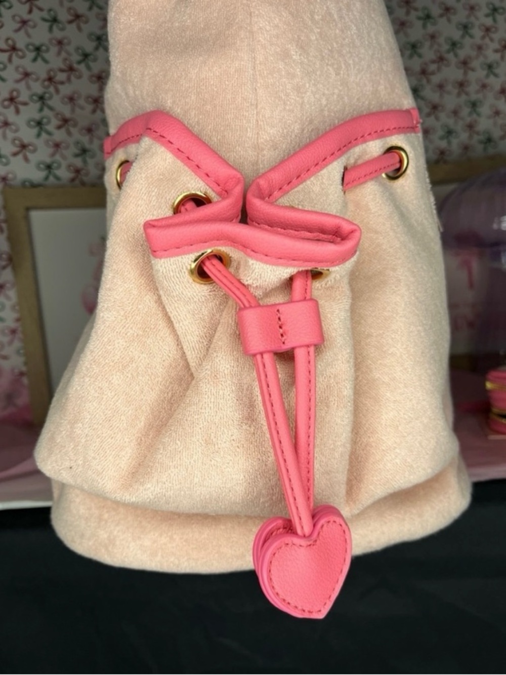 Juicy Couture NWT Pink Suede Tote with Coral Trim - Picture 7 of 10